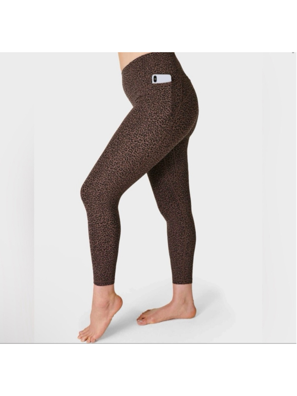 Sweaty Betty Super Soft Pocket Brown Leopard 7/8 Legging- Size 4